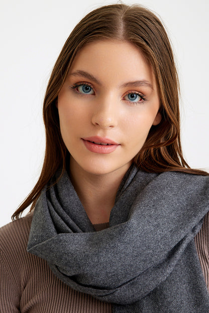 Basic Sky Kaşmir Unisex Şal - Antrasit