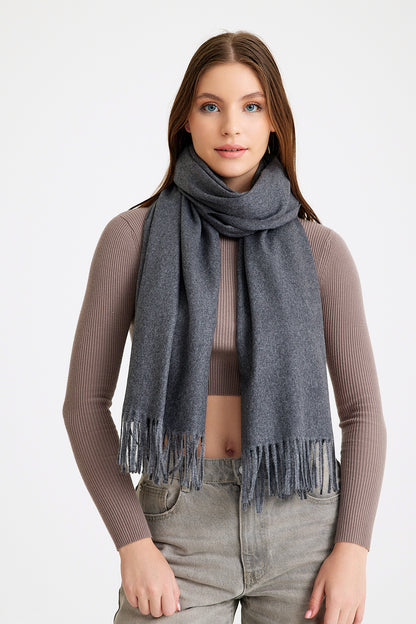 Basic Sky Kaşmir Unisex Şal - Antrasit