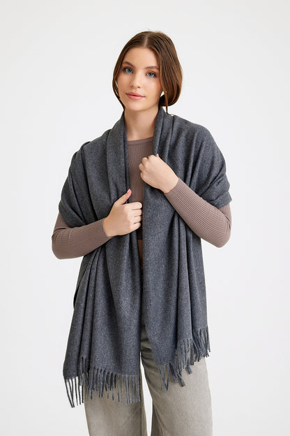 Basic Sky Kaşmir Unisex Şal - Antrasit