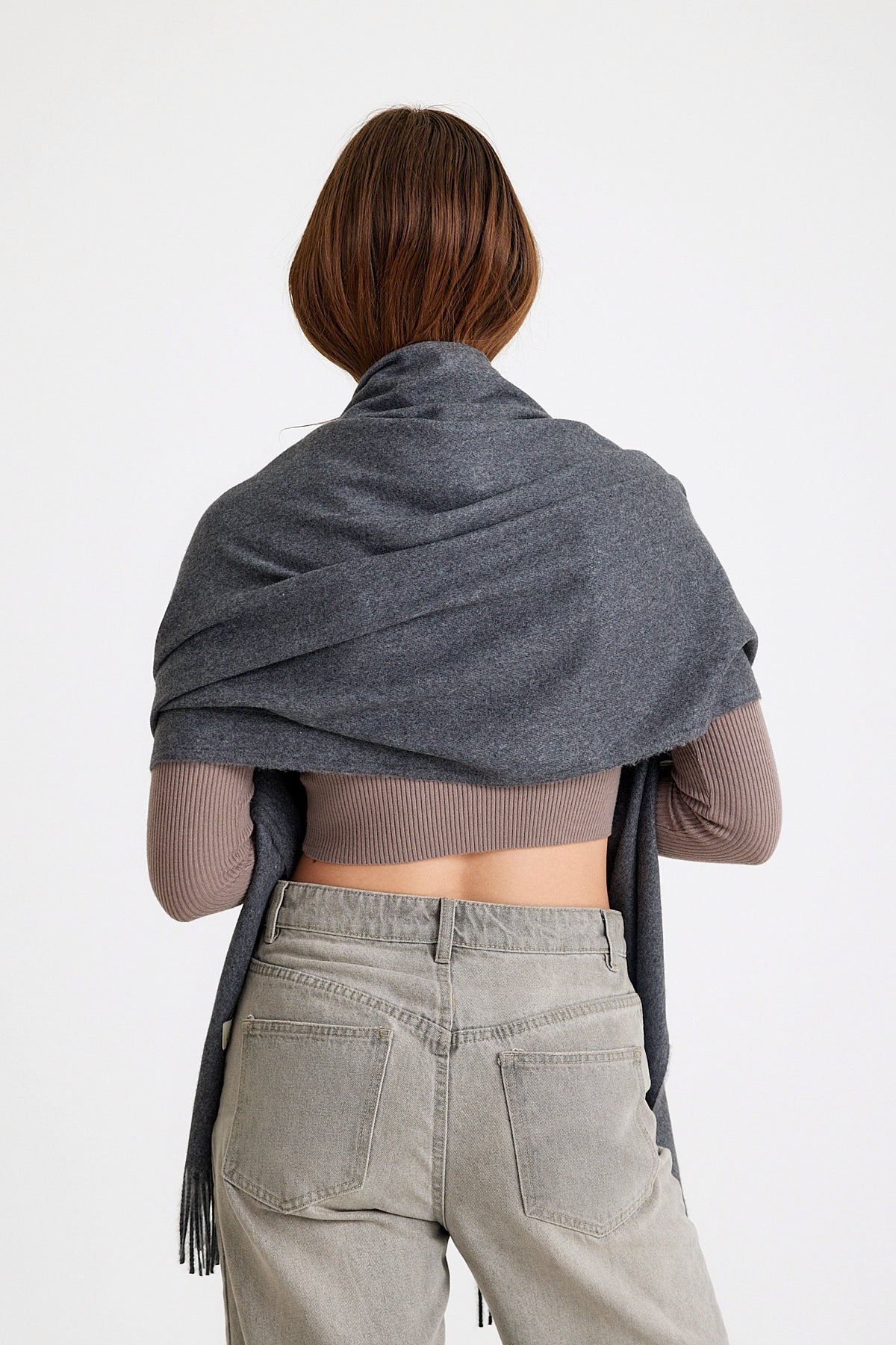 Basic Sky Kaşmir Unisex Şal - Antrasit