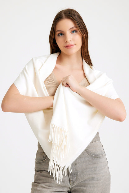 Basic Sky Kaşmir Unisex Şal - Krem