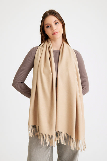 Basic Sky Kaşmir Unisex Şal - Taş Rengi