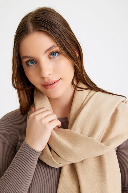 Basic Sky Kaşmir Unisex Şal - Taş Rengi