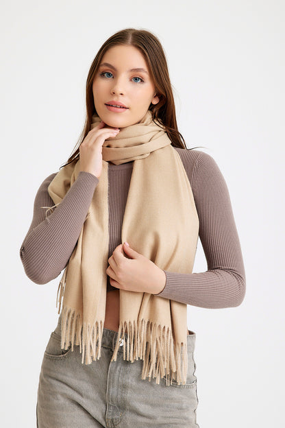 Basic Sky Kaşmir Unisex Şal - Taş Rengi