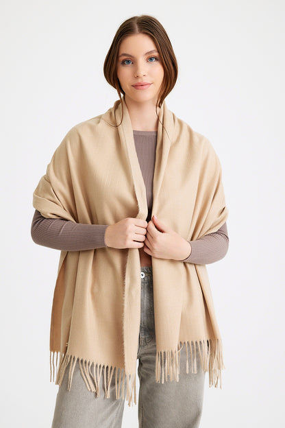 Basic Sky Kaşmir Unisex Şal - Taş Rengi