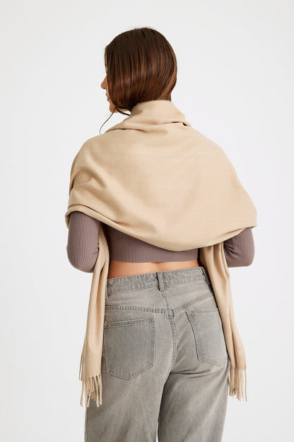 Basic Sky Kaşmir Unisex Şal - Taş Rengi