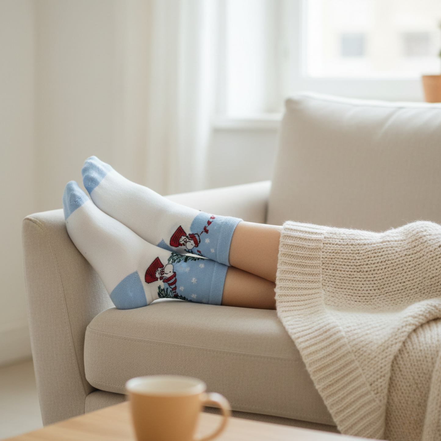 Snowy Snoopy Kış Manzaralı Çorap