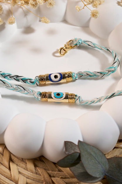 Turkuaz Mineli Boru Nazar İp Bileklik