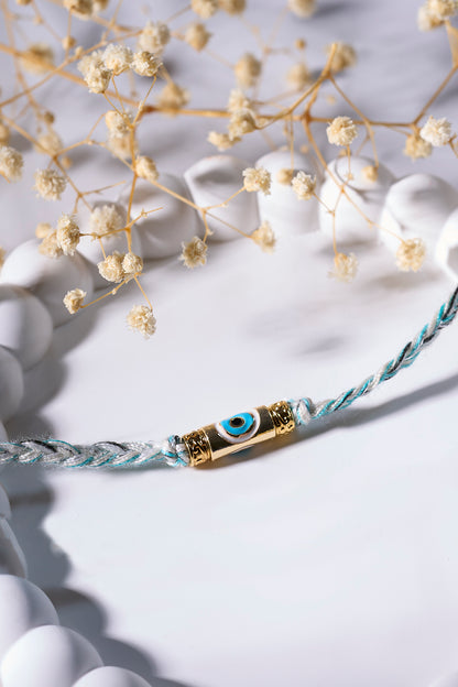 Turkuaz Mineli Boru Nazar İp Bileklik