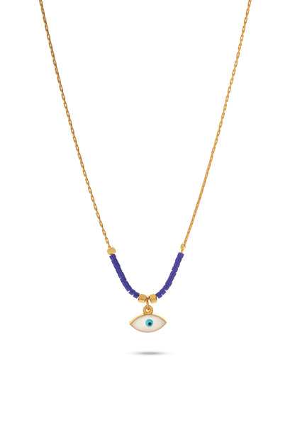 Lacivert Miyuki Boncuklu Mini Göz Nazar Charm Kolye