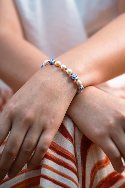 Seramik Çiçek İnci Dizi Bileklik