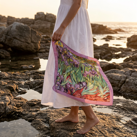 Süsen Bahçesi Fular – Gül Kurusu |  55 cm x 55 cm