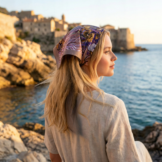 Süsen Bahçesi Fular – Vizon |  55 cm x 55 cm