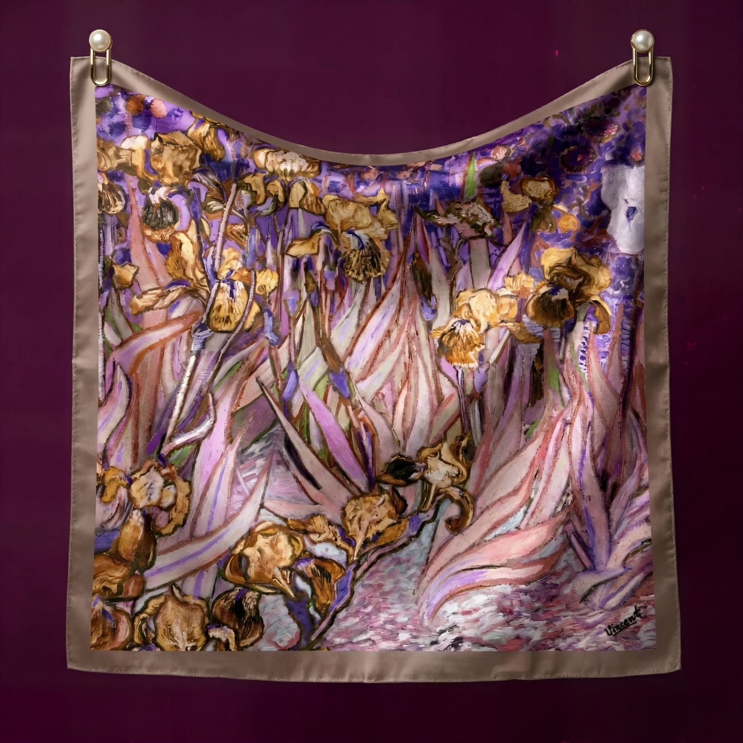 Süsen Bahçesi Fular – Vizon |  55 cm x 55 cm