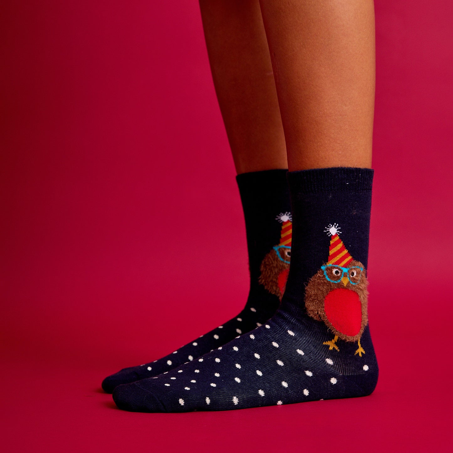 Tüylü Baykuş Desenli Renkli Çorap