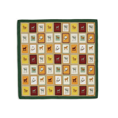 Vintage Atlar Fular – Yeşil | 68 cm x 68 cm