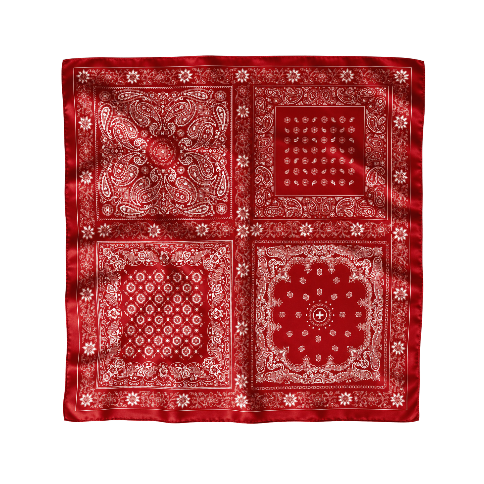 Vintage Kırmızı 70x70 cm ipek fular – kırmızı zemin üzerinde paisley desenli Soul of Anatolia tasarımı