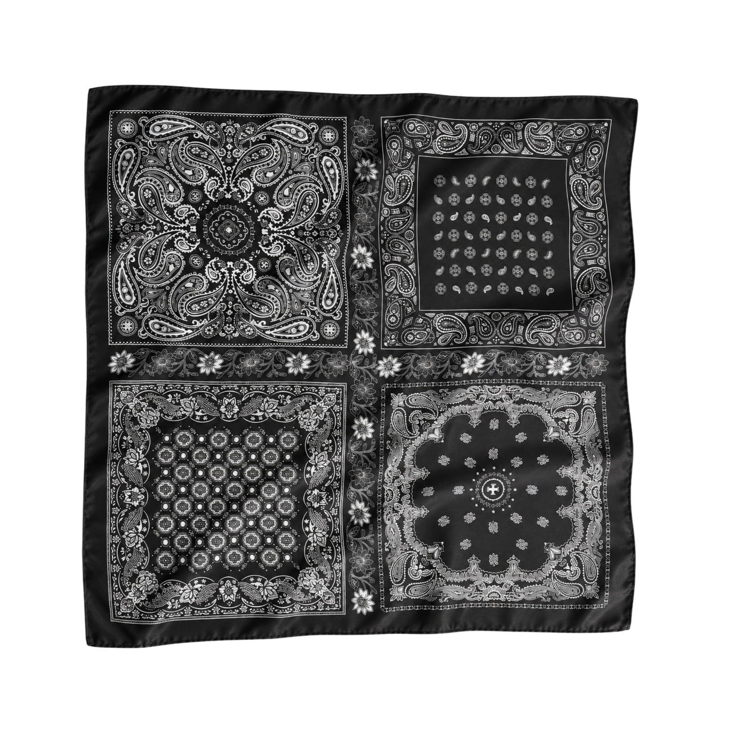 Vintage Kırmızı 68x68 cm ipek fular – siyah zemin üzerinde paisley desenli Soul of Anatolia tasarımı