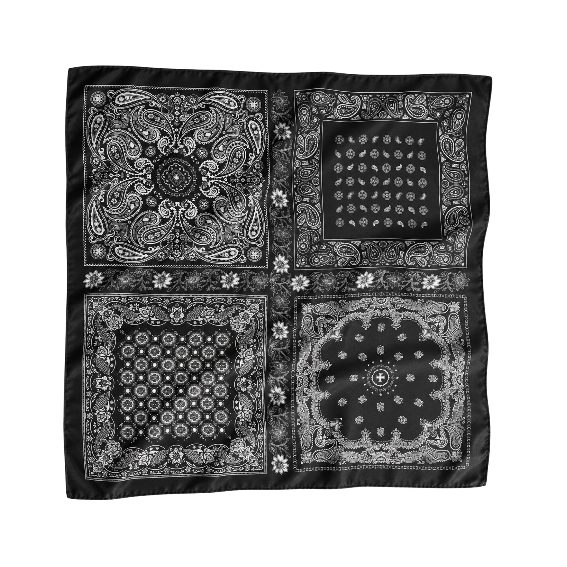Vintage Kırmızı 68x68 cm ipek fular – siyah zemin üzerinde paisley desenli Soul of Anatolia tasarımı